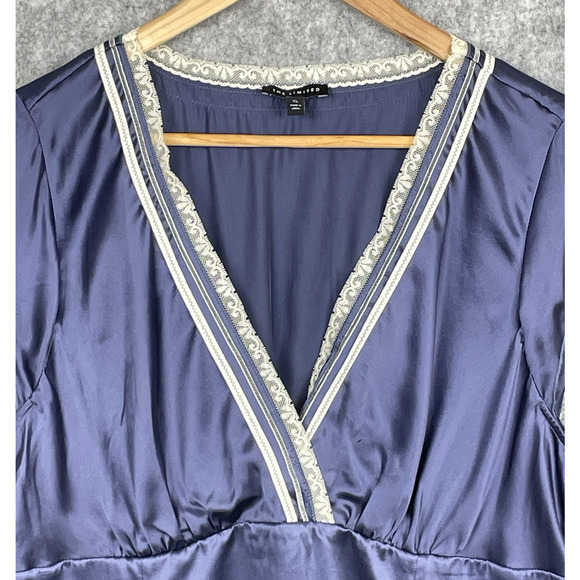 The Limited Y2K Womens Coquette Silk Babydoll Lace Trimmed Top Size XL Soft Goth - Picture 2 of 7